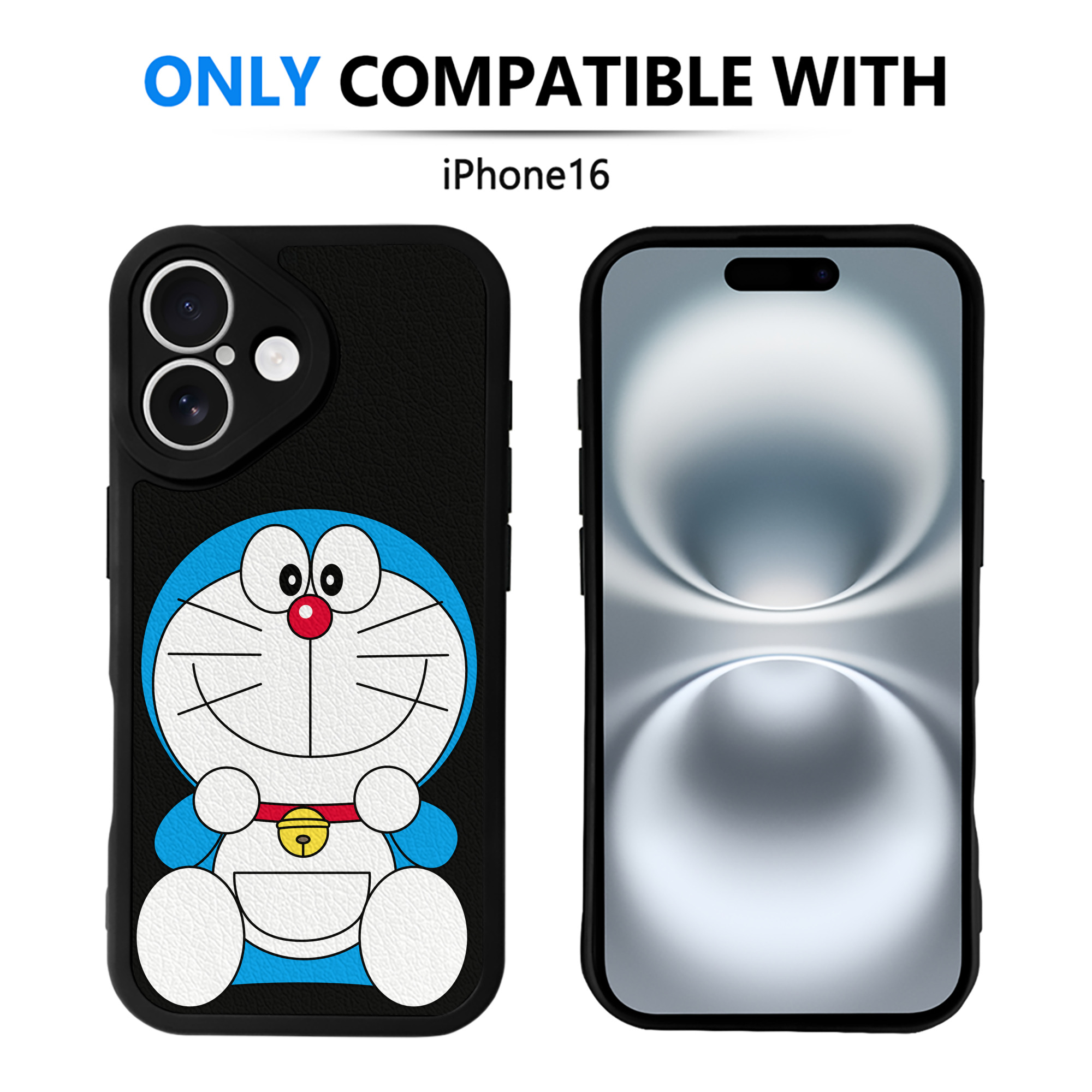 （画像用） ドラえもん Doraemon 【iPhone 16シリーズ対応】シリコンスマホケース（レザー調） 材質：シリコン